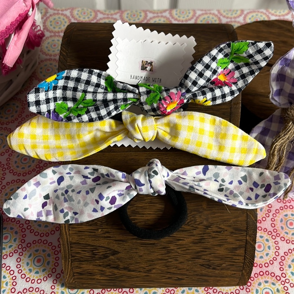 Girls bunny bows set of 3